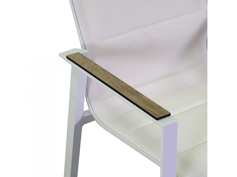 Poltrona alluminio textilene Riverside bianco (bracciolo in hpl) cm 56x66h90