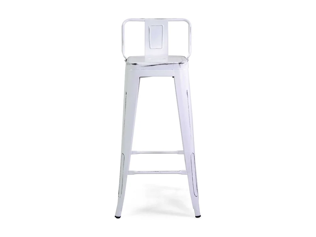 Sgabello ferro new bristol bianco antico con schienale cm 42x42h94
