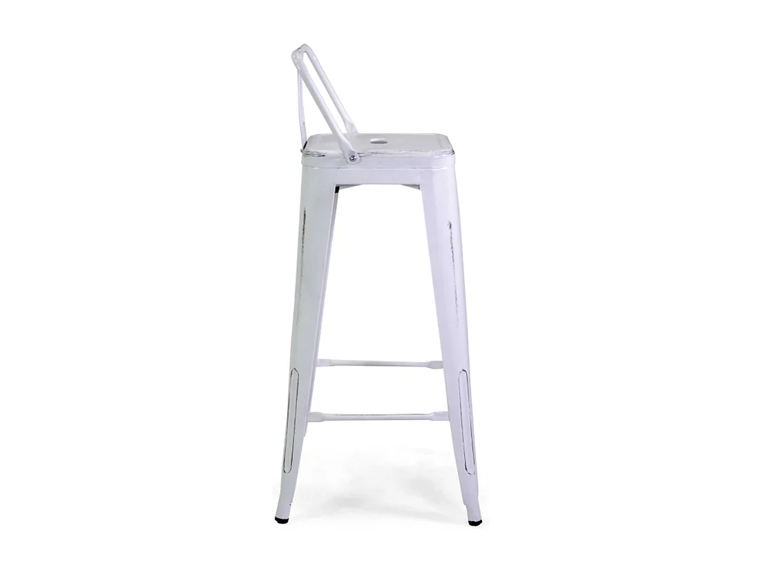 Sgabello ferro new bristol bianco antico con schienale cm 42x42h94