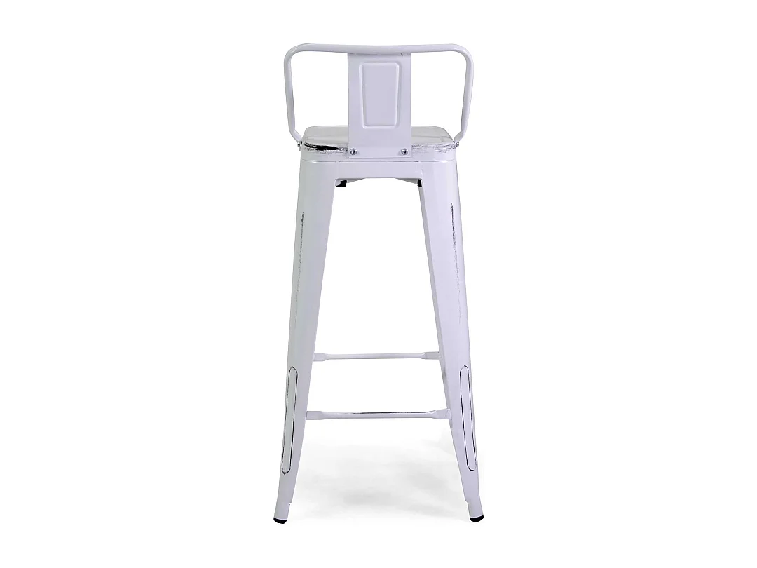 Sgabello ferro new bristol bianco antico con schienale cm 42x42h94