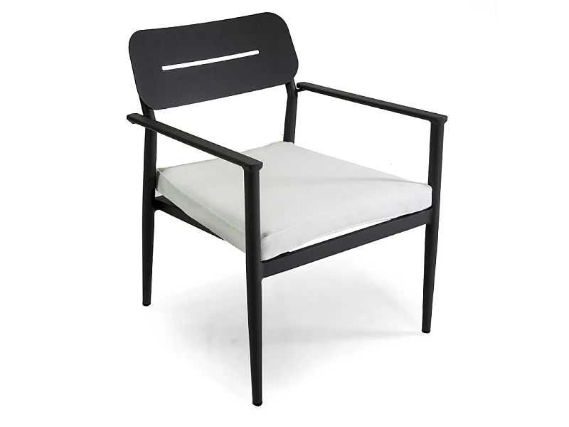 Salotto alluminio Ibiza 2 posti antracite con cuscini crema