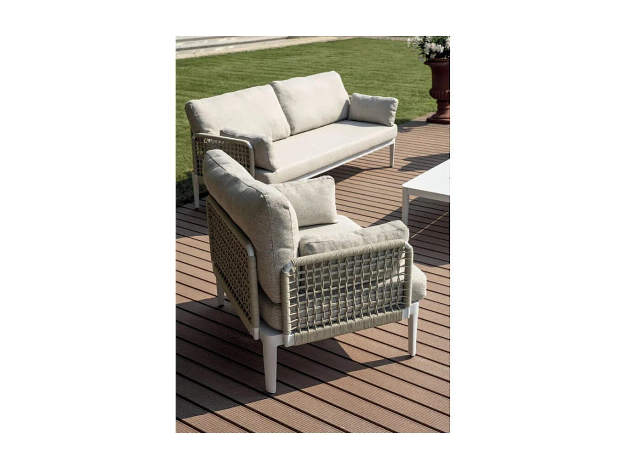 Salotto Bandol In Alluminio Bianco + Corda Beige Moia