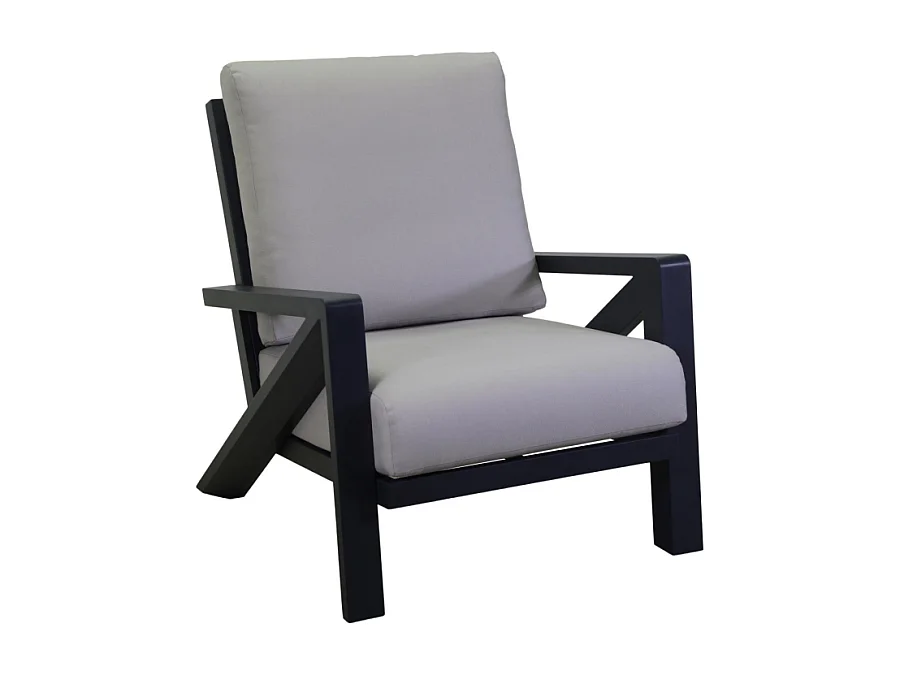 Salotto alluminio Miller 2 posti antracite con cuscini grigio chiaro 6 pezzi