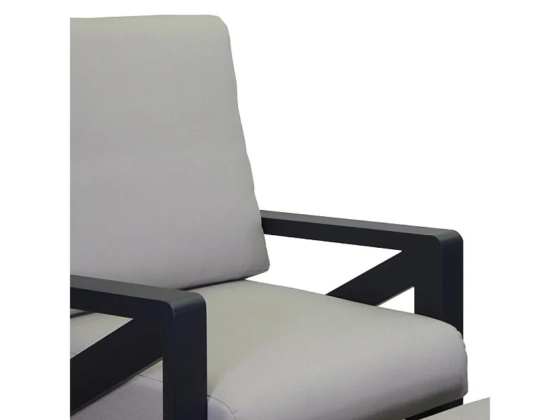 Salotto alluminio Miller 2 posti antracite con cuscini grigio chiaro 6 pezzi