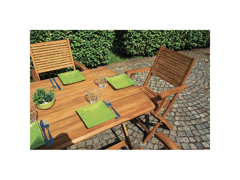 Silla de jardín plegable de madera con reposabrazos para exterior Nias