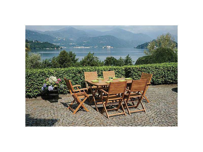 Silla de jardín plegable de madera con reposabrazos para exterior Nias