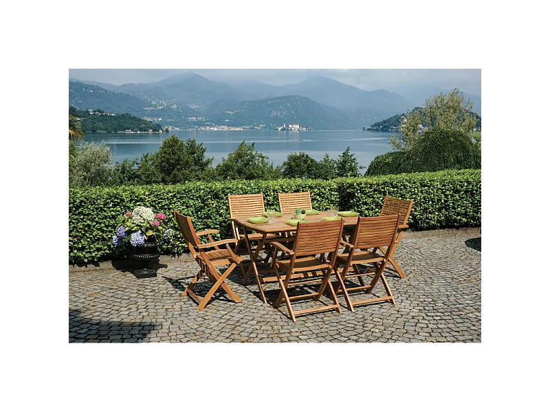 Klappbarer Gartenstuhl aus Holz mit Armlehnen für den Außenbereich Nias