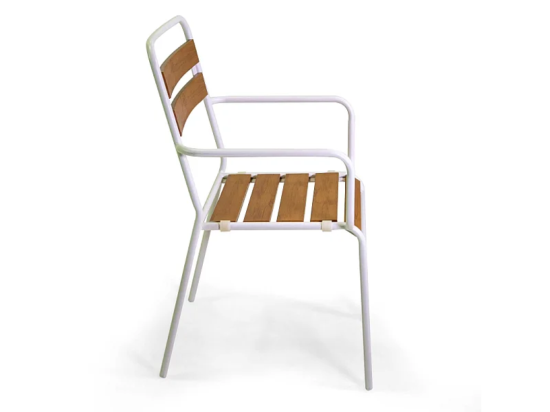 Poltrona metallo Loki bianco con polywood cm 56x60h45/64/86