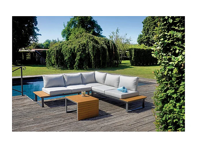 Set angolare MOIA Saint Tropez in alluminio e resin wood