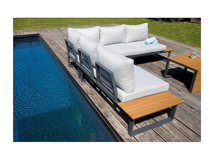 Set angolare MOIA Saint Tropez in alluminio e resin wood