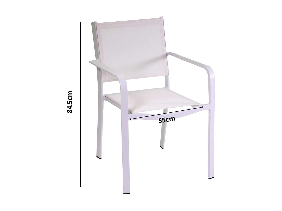Poltrona alluminio texilene El Paso bianco cm 55x61h84,5