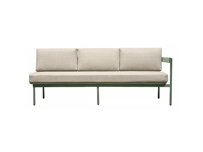 Salotto Angolare Torvaianica In Alluminio Verde- Divano Convertibile In Lettino - Due Pillow Verdi E Uno A Righe Moia