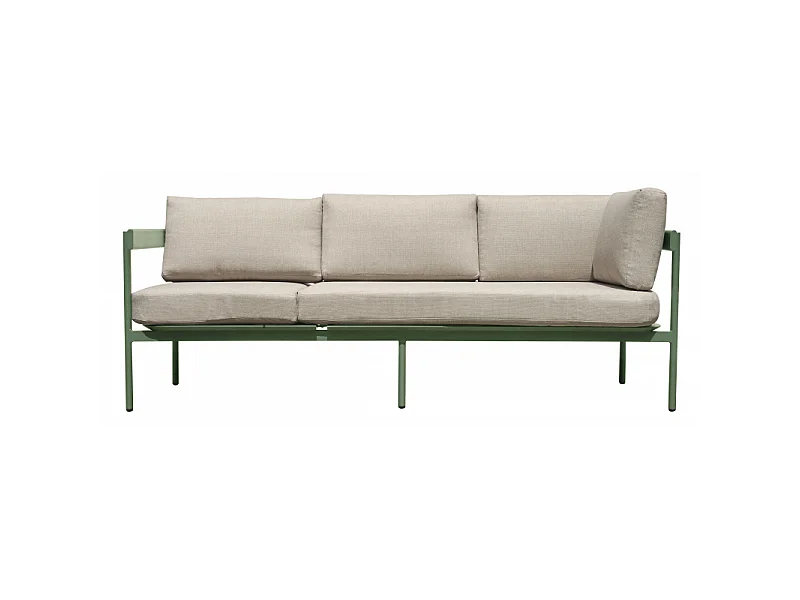 Salotto Angolare Torvaianica In Alluminio Verde- Divano Convertibile In Lettino - Due Pillow Verdi E Uno A Righe Moia