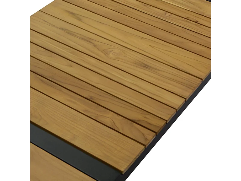 Salotto alluminio Idaho corda 3p antracite con cuscini grigio top tavolo legno