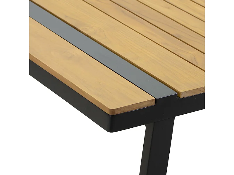 Salotto alluminio Idaho corda 3p antracite con cuscini grigio top tavolo legno