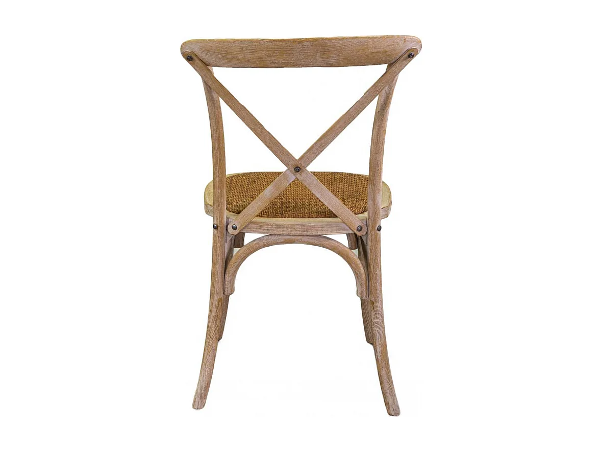 Sedia legno cross naturale seduta intreccio impilabile cm 51x55h46,5/89
