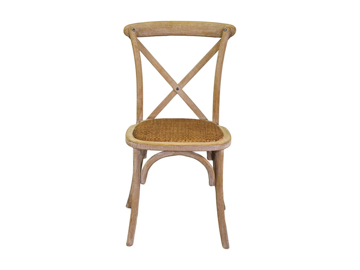 Sedia legno cross naturale seduta intreccio impilabile cm 51x55h46,5/89