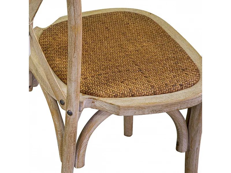 Sedia legno cross naturale seduta intreccio impilabile cm 51x55h46,5/89