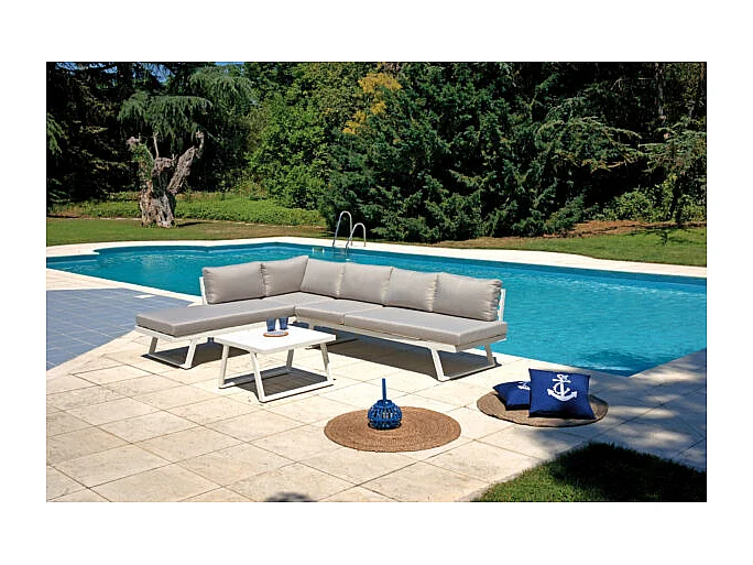 Set angolare Tunisi MOIA con divani/lettino bianco