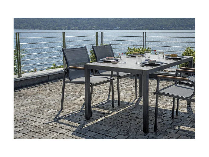 Garten-Set mit Glastisch und 4 Stühlen Tarquinia - Anthrazit