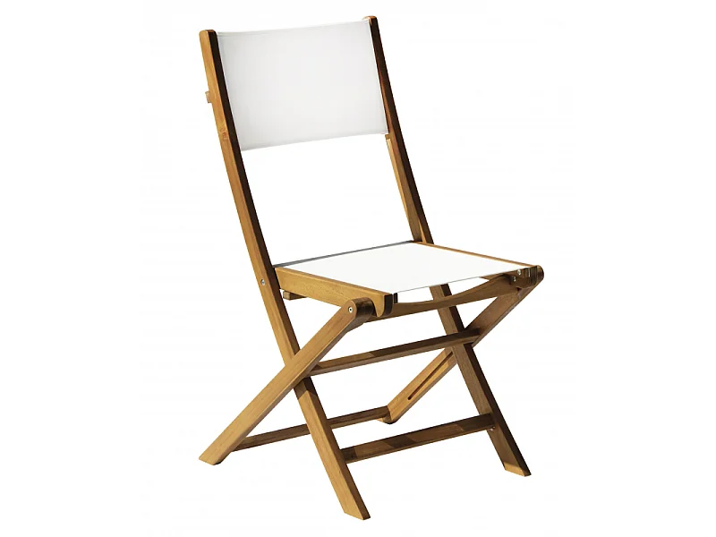 Silla plegable de madera asiento de textilene blanco para jardín exterior Hiva