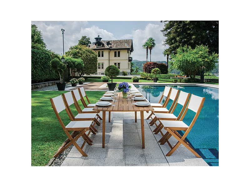 Holzklappstuhl weiß textilene Sitz Outdoor Garten Hiva