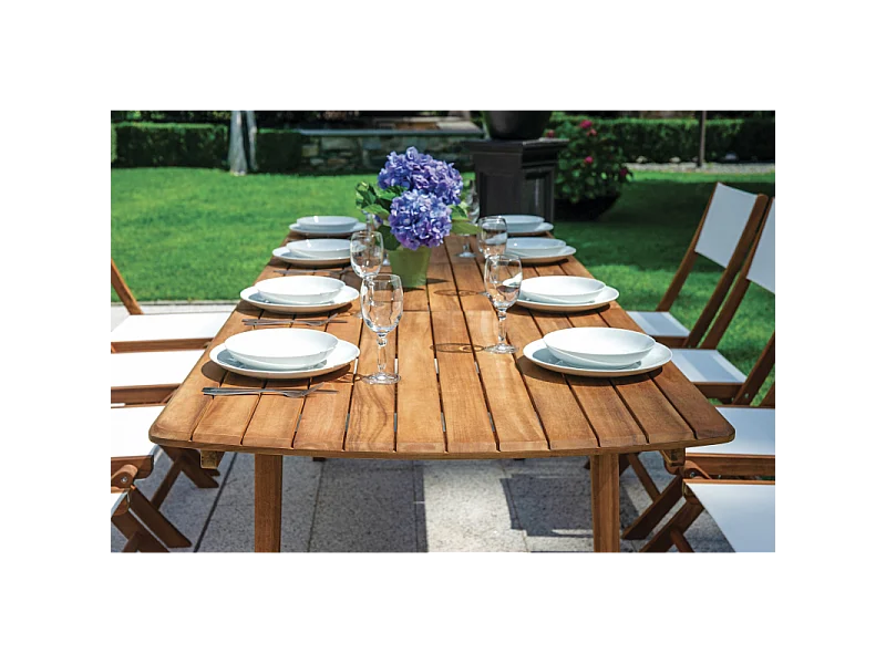 Holzklappstuhl weiß textilene Sitz Outdoor Garten Hiva