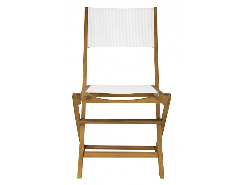 Silla plegable de madera asiento de textilene blanco para jardín exterior Hiva