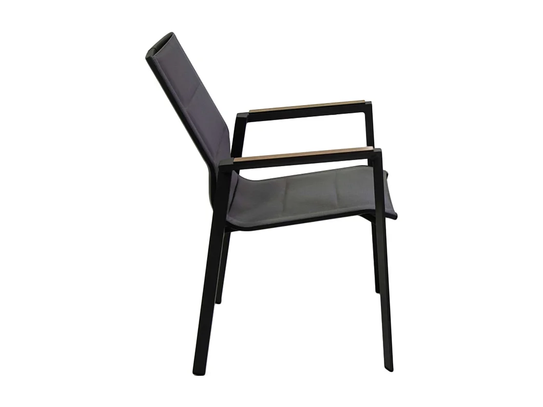 Poltrona alluminio textilene Riverside antracite (bracciolo in hpl) cm 56x66h90