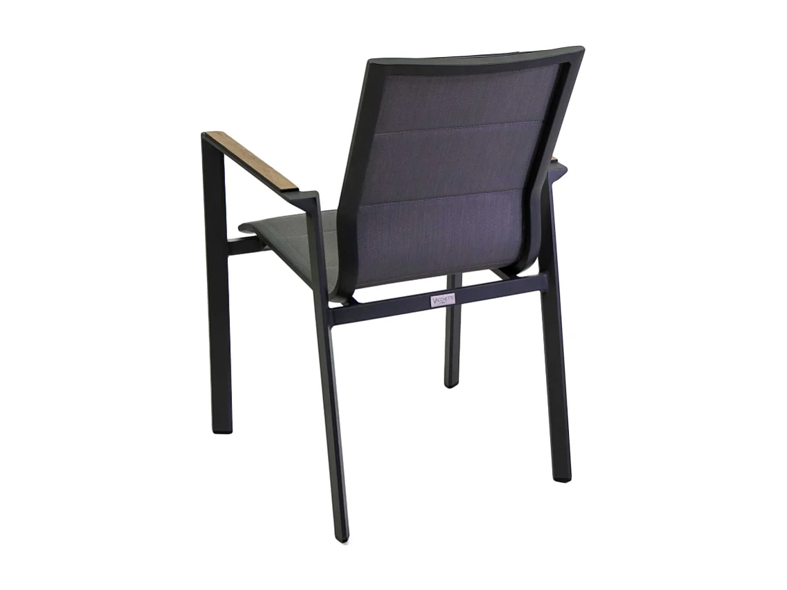 Poltrona alluminio textilene Riverside antracite (bracciolo in hpl) cm 56x66h90