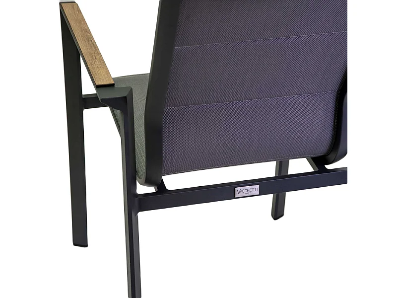 Poltrona alluminio textilene Riverside antracite (bracciolo in hpl) cm 56x66h90