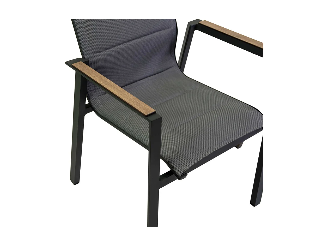 Poltrona alluminio textilene Riverside antracite (bracciolo in hpl) cm 56x66h90