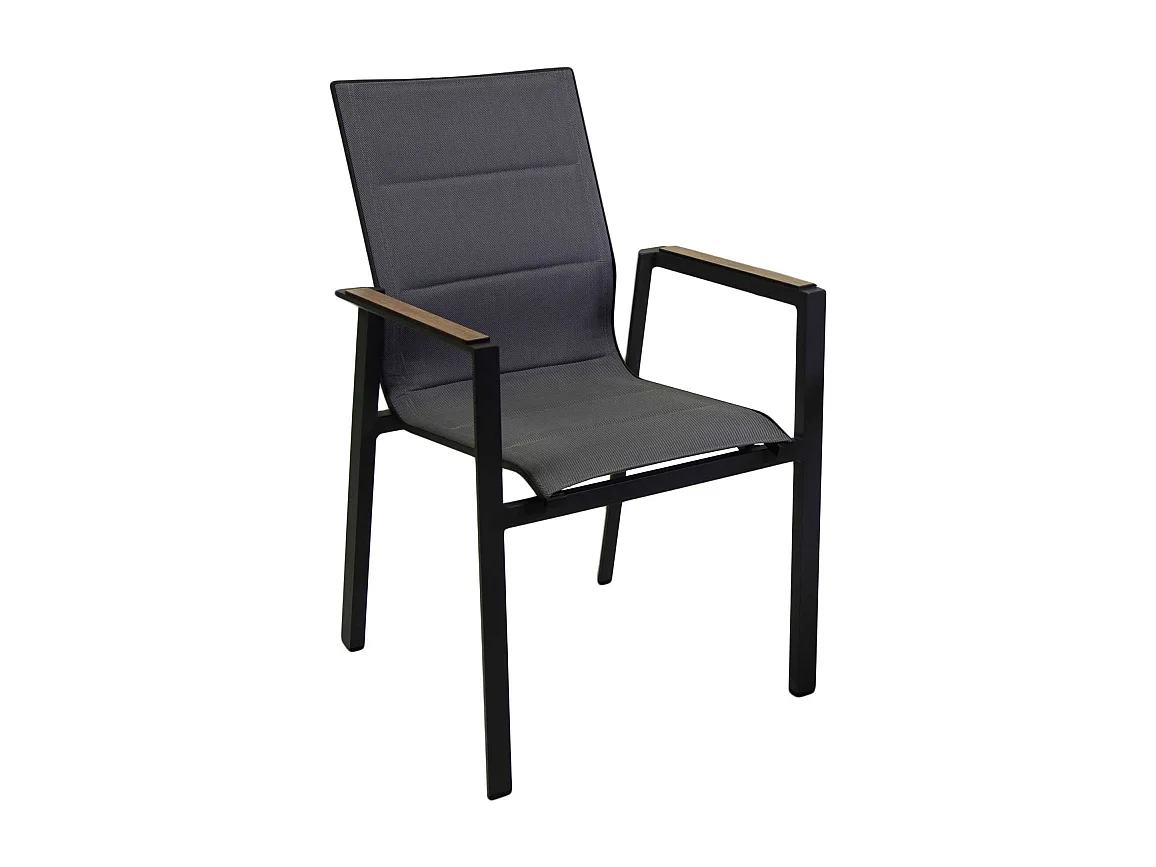 Poltrona alluminio textilene Riverside antracite (bracciolo in hpl) cm 56x66h90