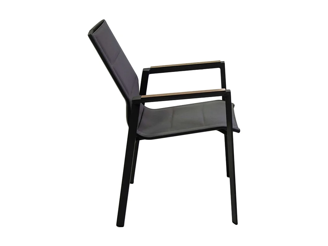 Poltrona alluminio textilene Riverside antracite (bracciolo in hpl) cm 56x66h90