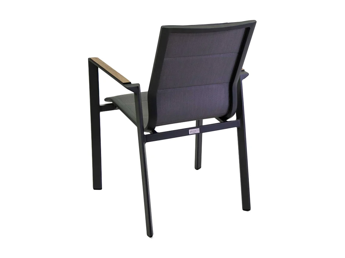 Poltrona alluminio textilene Riverside antracite (bracciolo in hpl) cm 56x66h90