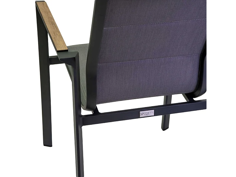 Poltrona alluminio textilene Riverside antracite (bracciolo in hpl) cm 56x66h90