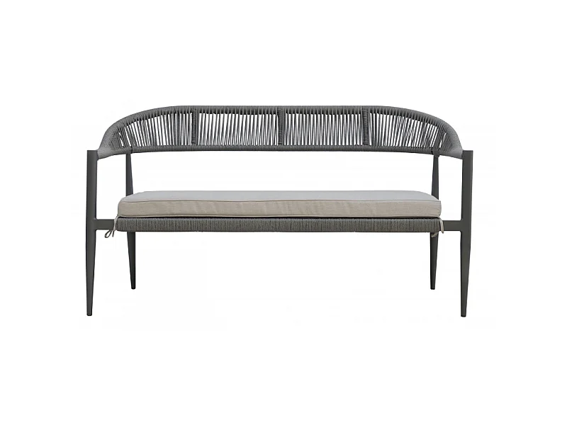 Salotto Milano In Alluminio Antracite + Seduta E Schienale In Wicker Grigio Moia