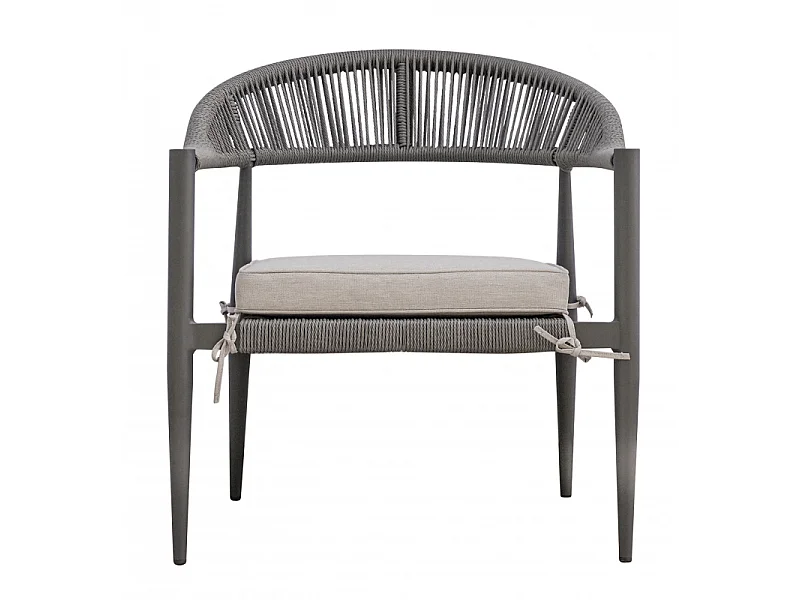 Salotto Milano In Alluminio Antracite + Seduta E Schienale In Wicker Grigio Moia