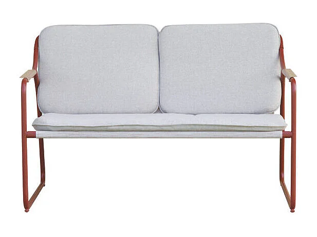 Conjunto de jardín moderno 2 sillones, sofá y mesa Tinos - Rojo