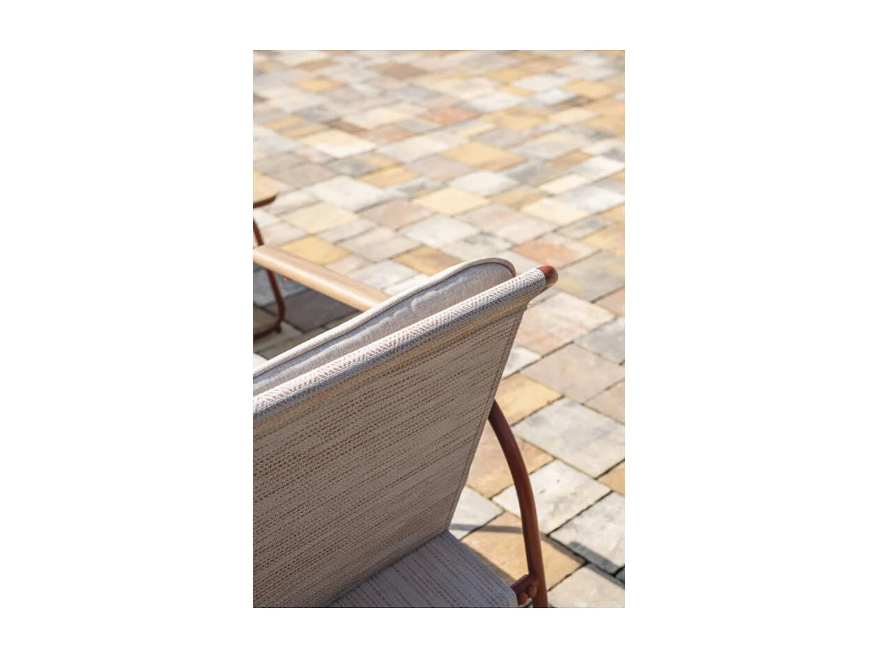 Conjunto de jardín moderno 2 sillones, sofá y mesa Tinos - Rojo