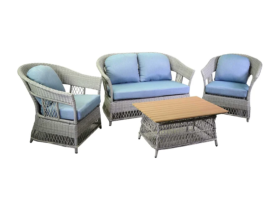 Salotto alluminio polirattam Jefferson grigio 2 posti