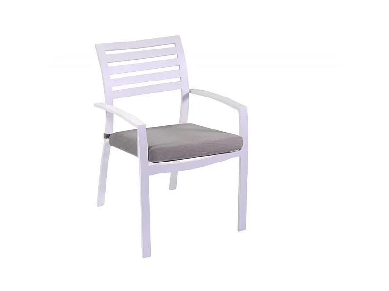 Poltrona alluminio new Boston bianco con cuscini grigio cm 58x57h88