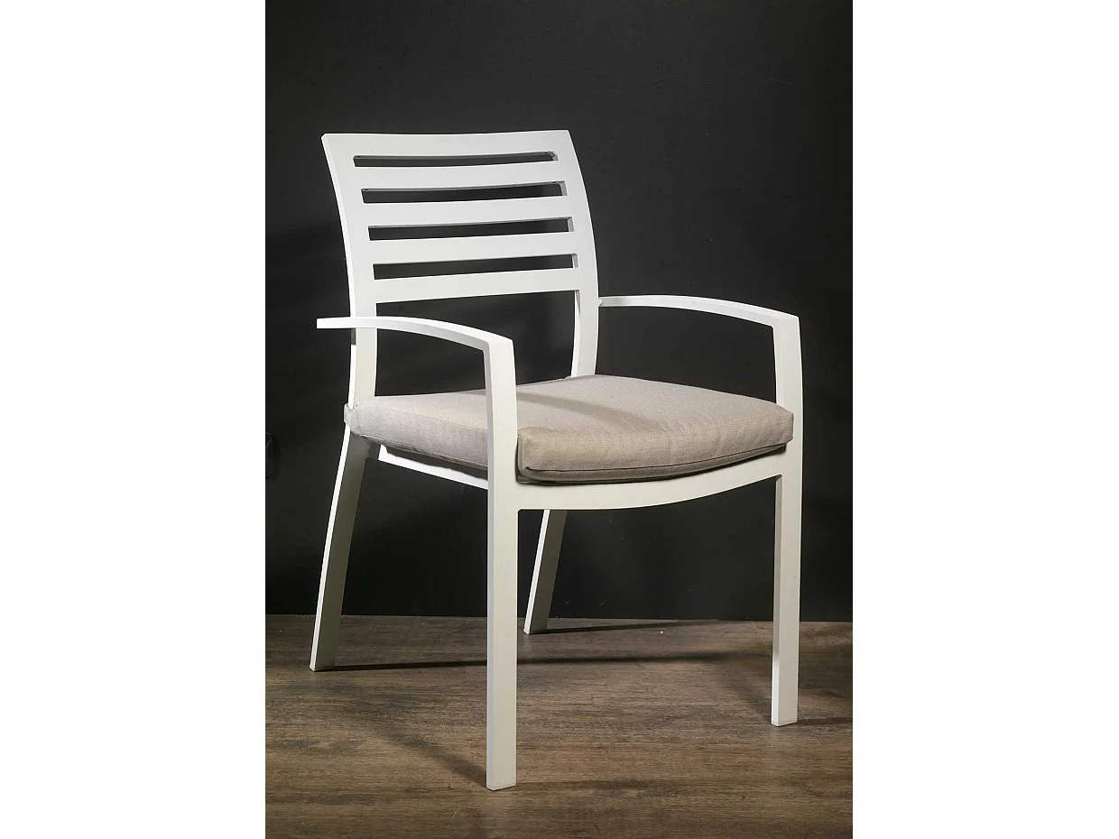 Poltrona alluminio new Boston bianco con cuscini grigio cm 58x57h88