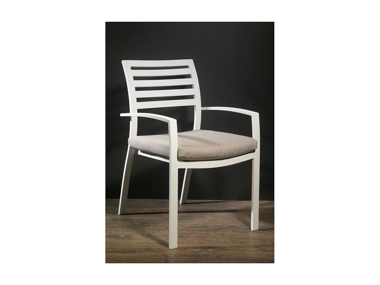 Poltrona alluminio new Boston bianco con cuscini grigio cm 58x57h88