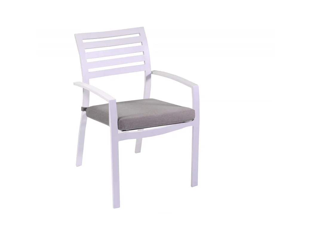 Poltrona alluminio new Boston bianco con cuscini grigio cm 58x57h88