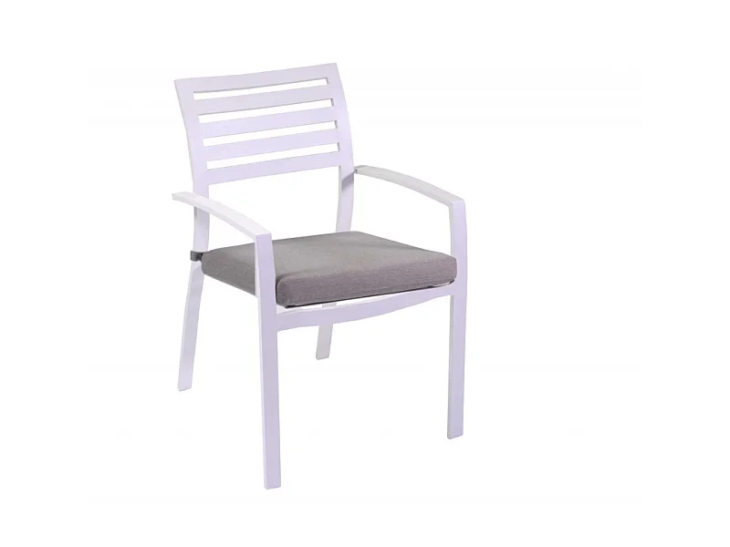 Poltrona alluminio new Boston bianco con cuscini grigio cm 58x57h88