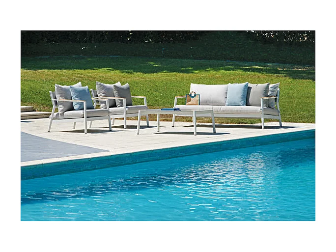 Set cassis MOIA in alluminio bianco e teak bianco