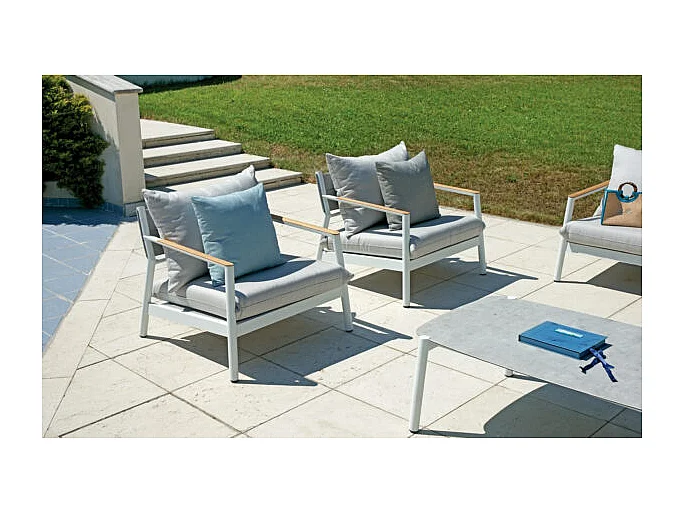 Set cassis MOIA in alluminio bianco e teak bianco