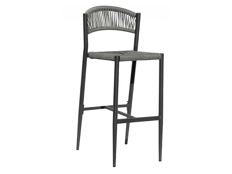 Set Di 2 Sgabelli Milano Contract In Alluminio Grigio E Corda Grigia Moia