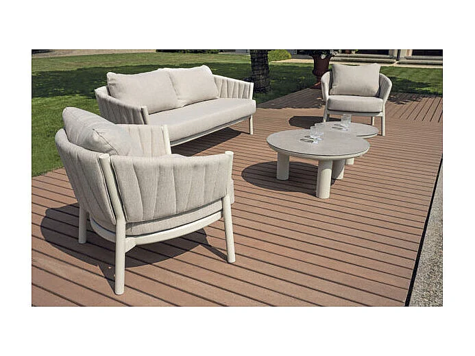 Salotto Port Grimaud In Alluminio Bianco + Imbottitura Grigia Moia